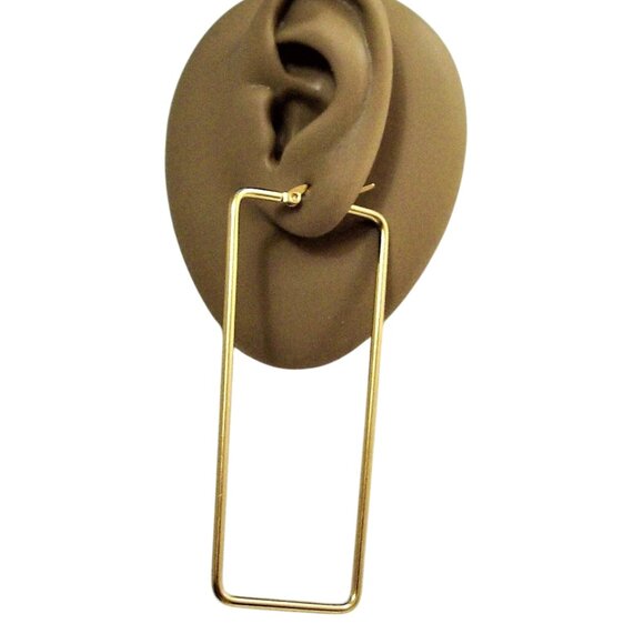 3 Inch 78mm Hoop Gold Tone Pierced Post Earrings - Picture 5 of 5